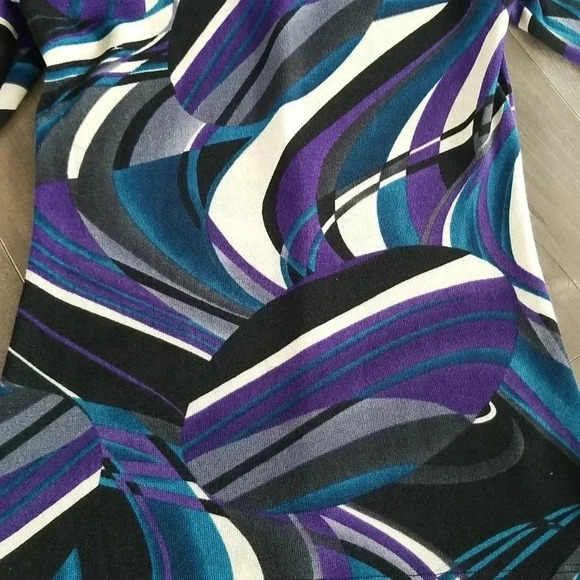 Black Teal And Purple  Ruched  sleeves marble top - Picture 4 of 4